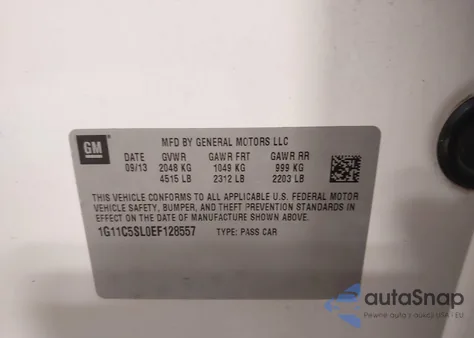 2014 Chevrolet Malibu 1Lt из США, поврежденный, VIN 1G11C5SL0EF128557